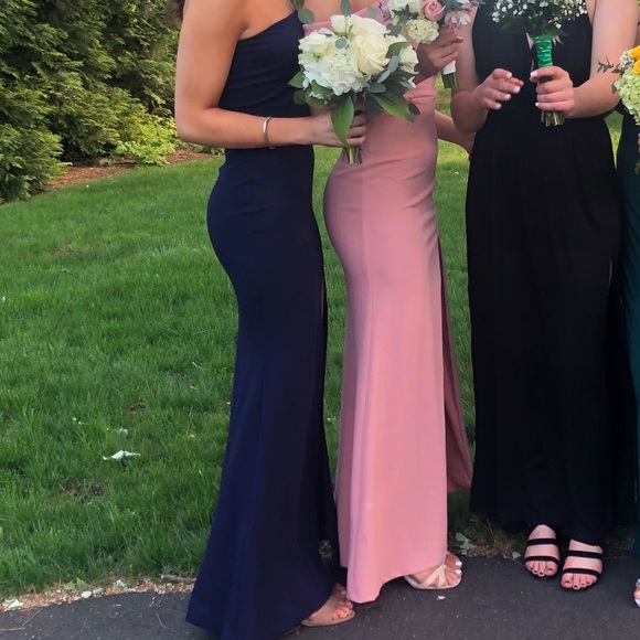 Navy blue evening gown with a slit - Picture 3 of 5